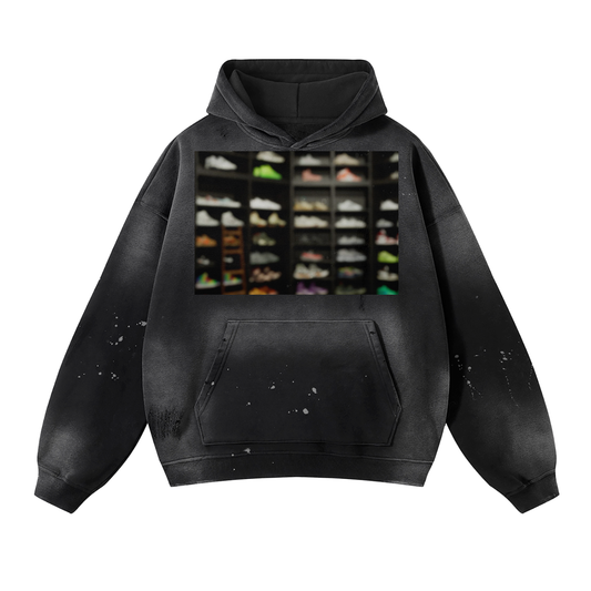 Vintage Wash Frayed Fleece Hoodie
