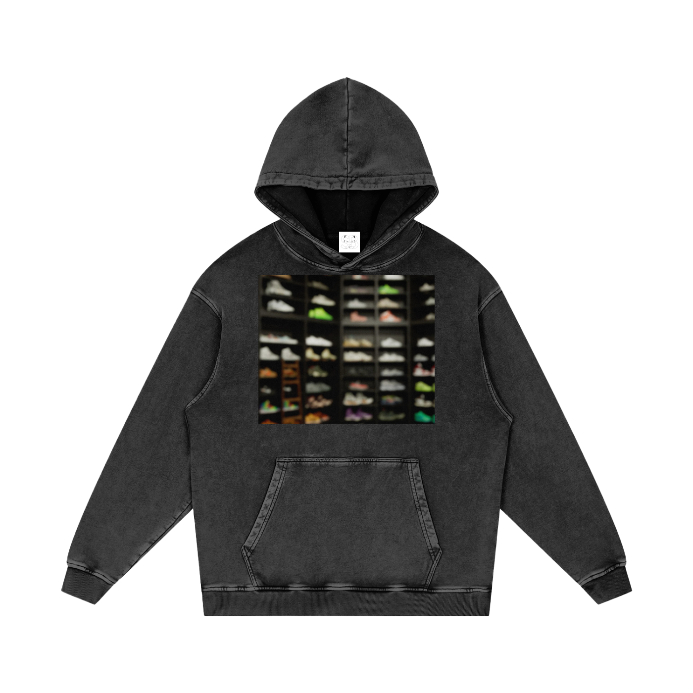 Digital Sneaker Snow Washed Loose Cotton Hoodie