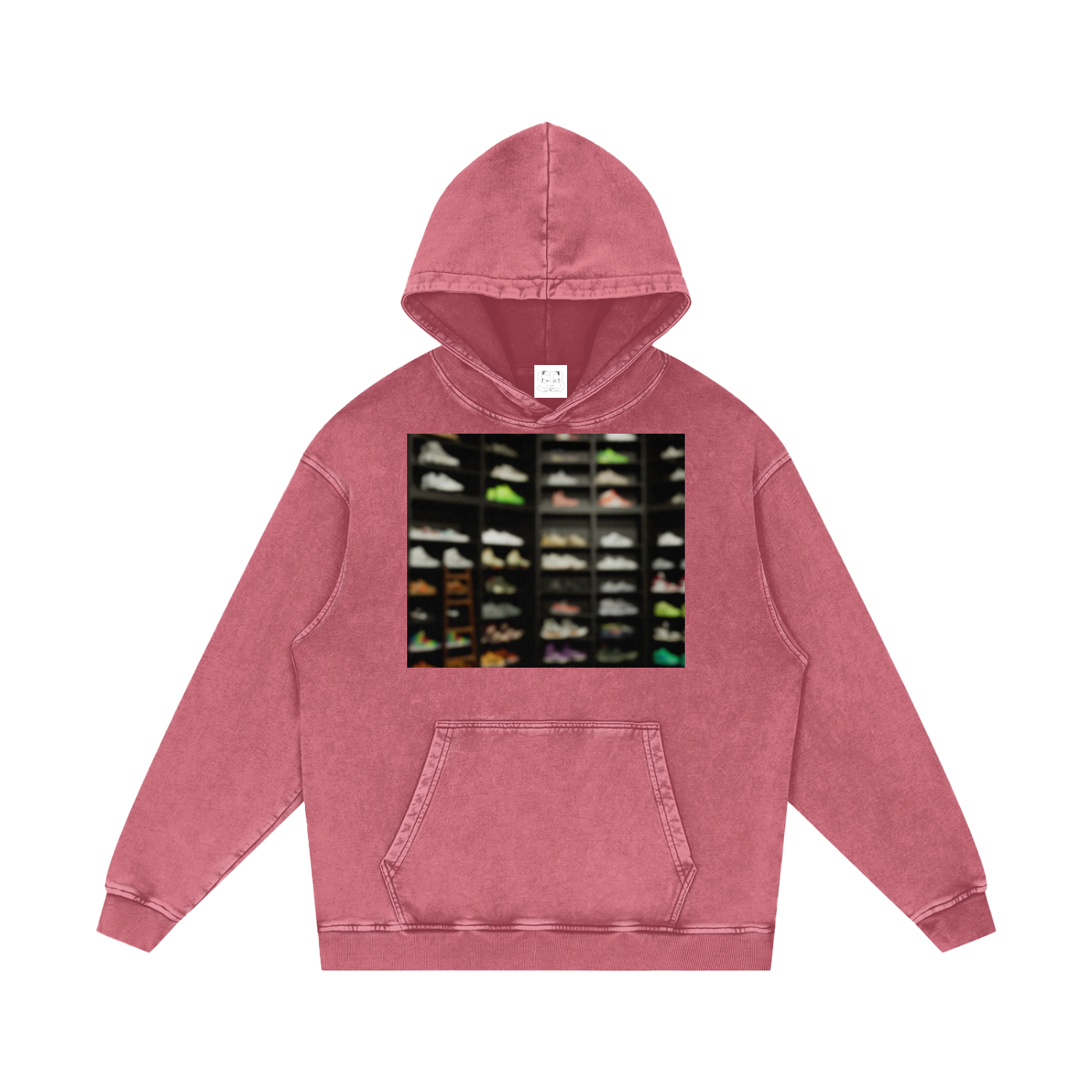 Digital Sneaker Snow Washed Loose Cotton Hoodie