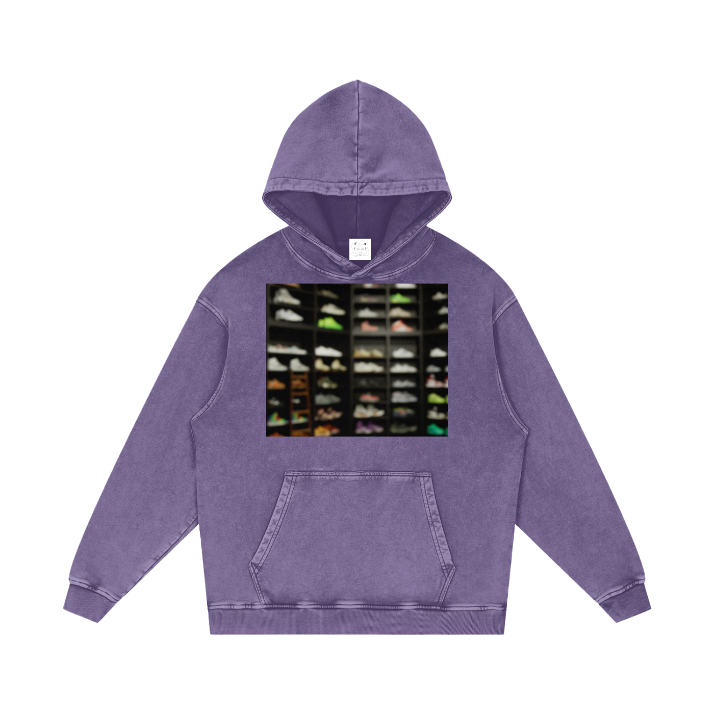 Digital Sneaker Snow Washed Loose Cotton Hoodie